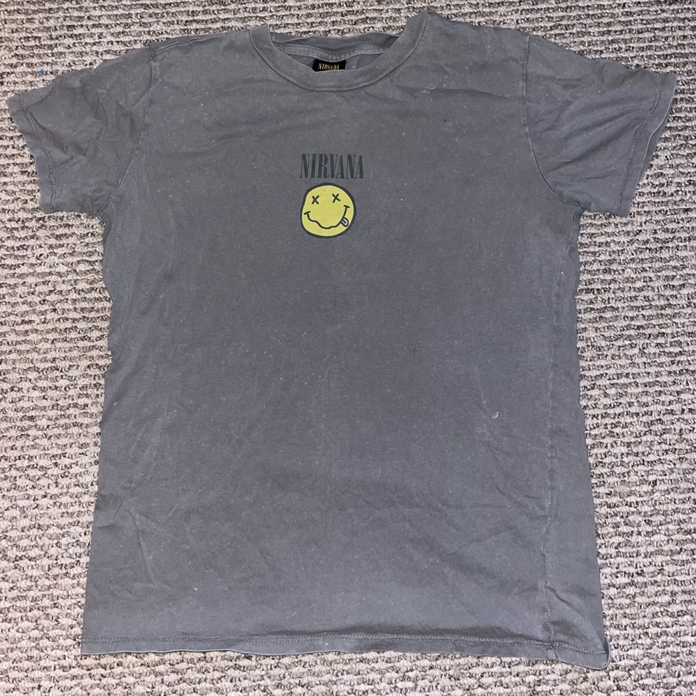 Cotton On Gray Nirvana Smiley Tee